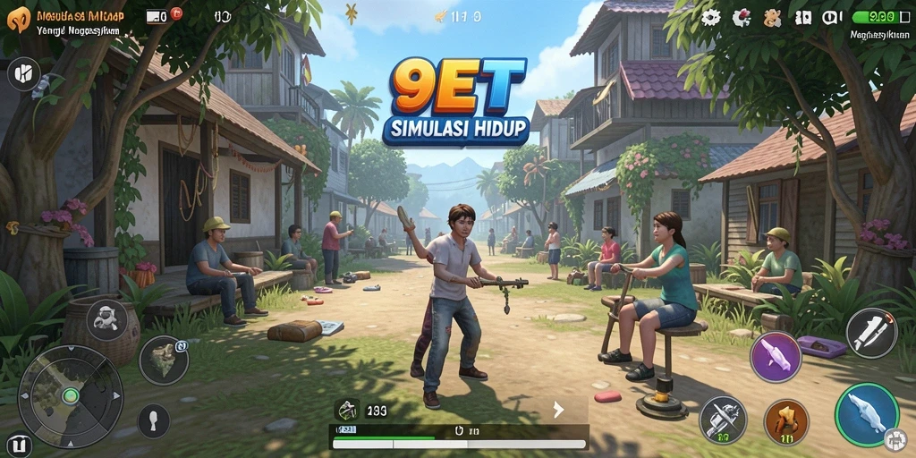 Tampilan gameplay 9ET yang menampilkan interaksi karakter dan lingkungan.