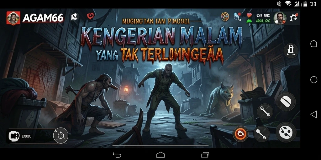 Screenshot menampilkan gameplay menegangkan di AGAM66 dengan suasana Horror.