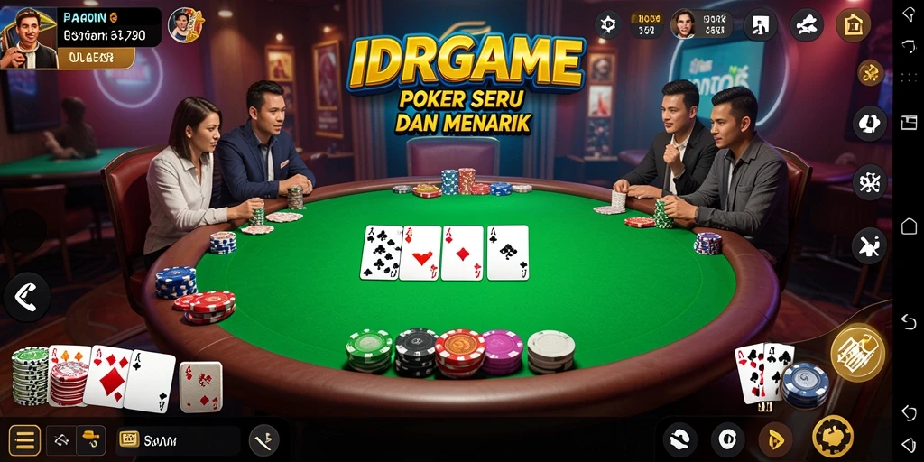 Tampilan permainan poker yang menegangkan dan menarik di IDRGAME.