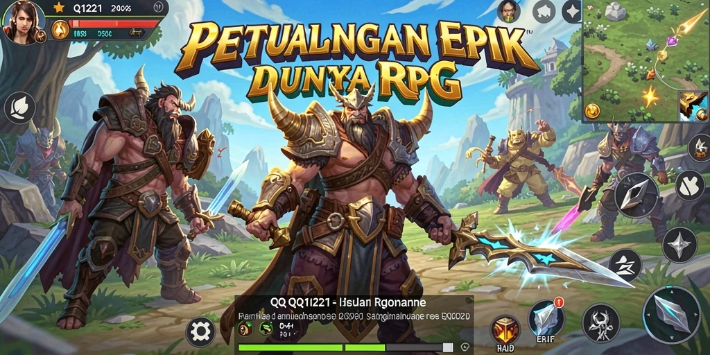 Screenshot gameplay dari QQ1221 yang menunjukkan pertarungan epik dalam RPG.