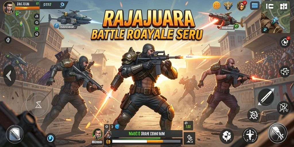 Tampilan gameplay seru dalam pertarungan Battle Royale RAJAJUARA.