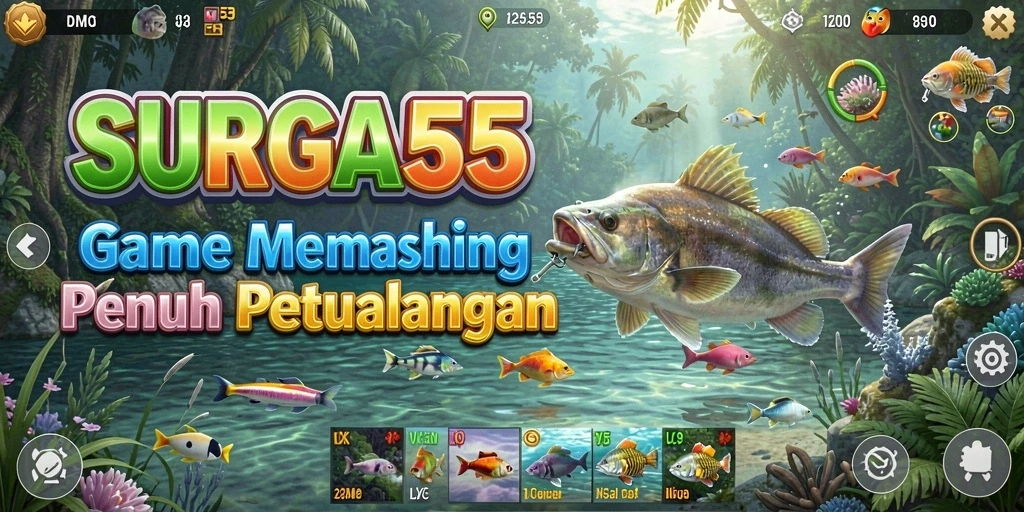 Tampilan gameplay SURGA55 dengan momen seru memancing.