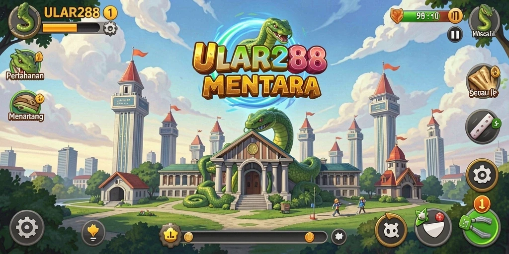 Tampilan gameplay ULAR288 menakjubkan dalam tower defense.