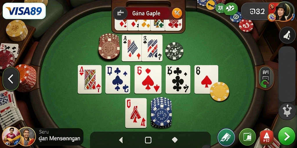 Tampilan seru gameplay Gaple di VISA89.