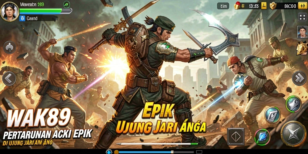 Tampilan gameplay WAK89 dengan aksi seru dan grafis menawan.