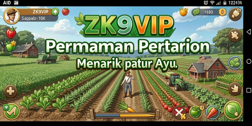 Screenshot ZK9VIP menampilkan gameplay bertani yang seru dan interaktif.